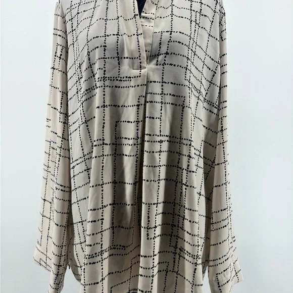 Prologue women’s Cream Polyester Top with Black Dot Grid Detail size XXL - Picture 2 of 7